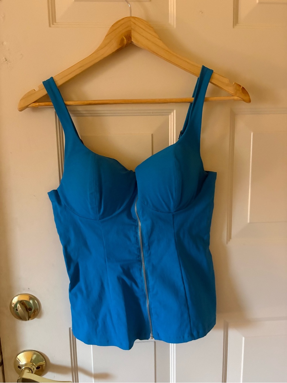 GUESS Teal Zip-Front Bustier Camisole